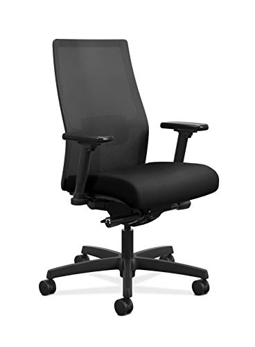 HON Ignition 2.0 Mid-Back Adjustable Lumbar Work Mesh Computer Chair for Office Desk (Black Fabric)