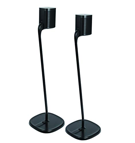 GT STUDIO SONOS Speaker Stands for SONOS One, One SL, Play:1, Play:3, Premium Design Improves Surround Sound, Heavy Base, Complete Cord Concealment - (Pair, Black)