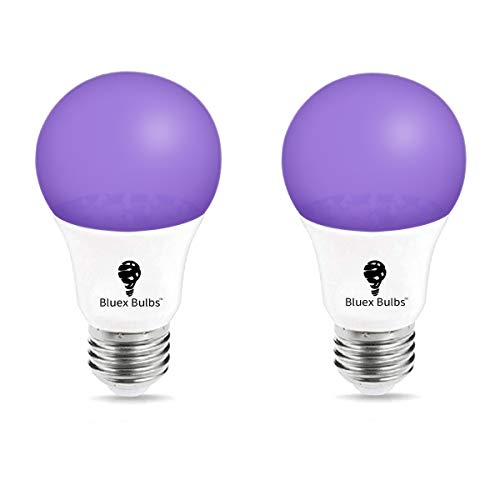 LED Black Light Bulb, 9W A19 E26 Blacklight Bulb Level 385-400nm, Body Paint, Glow in The Dark Party LED Light Bulb Neon Glow Fluorescent Poster by Bluex Bulbs (2 Pack)