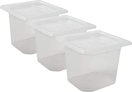 San Jamar MP16RD Mod Pans 1/6 Food Pan with Lid, Retail Pack, 2 Quart (Pack of 3)