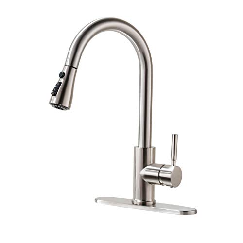 Kitchen Faucet, Kitchen Sink Faucet, Sink Faucet, Pull-Down Kitchen Faucets, Bar Kitchen Faucet, Brushed Nickel, Stainless Steel, RULIA PB1020