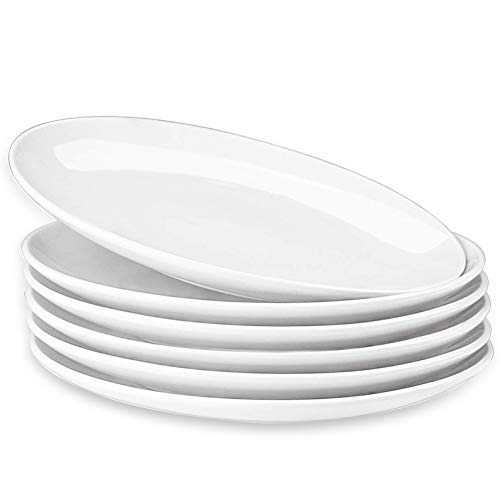 DANMERS 7.5 Inches Dessert Plate Set (7-1/2-Inch, 6-Piece) Plate Set for Pasta and Salad, Fruit Snack, Chip-Resistant, Set of 6, White