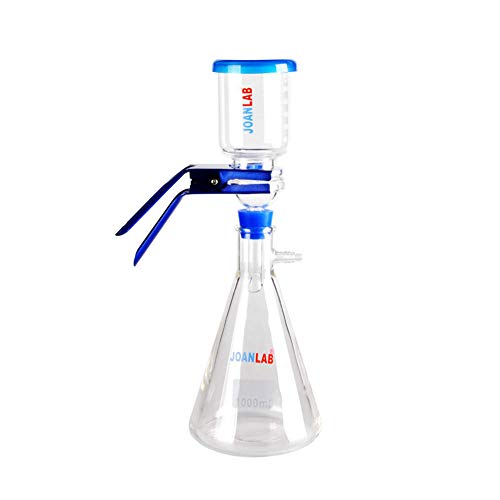 Lab Vacuum Filtration Apparatus | Flask to Filter Solutions, Oils, E-Liquids, and More | 1000mL Filtering Flask and 300mL Graduated Funnel | Glass Suction Filtering Kit | 1 Year Warranty