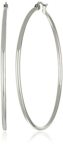 Amazon Essentials Stainless Steel Rounded Tube Hoop Earrings (50mm)
