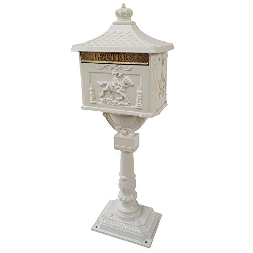 Polar Aurora Mailbox Cast Aluminum White Mail Box Postal Box Security Heavy Duty New