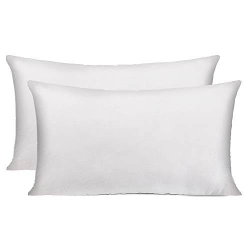 HIPPIH 12 x 20 Inch Pillow Inserts(Set of 2), Decorative Throw Pillow Inserts, Hypoallergenic Rectangle Pillow Form Insert with Zips