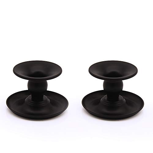 Vincidern Pack of 2 Black Taper Candle Holders, Pillar Candlestick Holder Centerpieces for Home Decoration/Wedding/Anniversary/Party/Housewarming Gifts