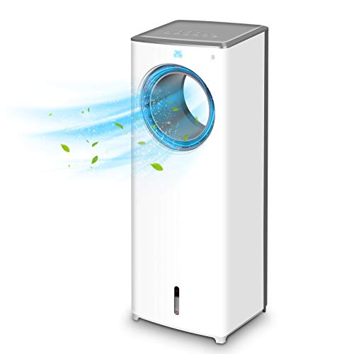 Evaporative Air Cooler - 2-in-1 Portable Air Cooling Fan, Instant Cool & Humidify with 3 Speeds, No Noise Tower Fan, No Dust, 3 Modes, 90°Oscillation, 8H Timer, Bladeless Fan for Large Room Office