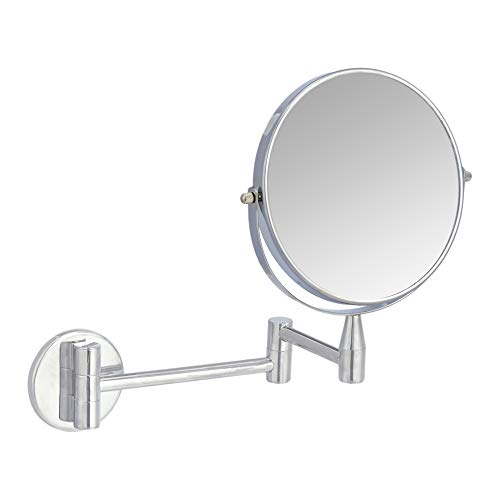 AmazonBasics Wall-Mounted Vanity Mirror - 1X/5X Magnification, Chrome