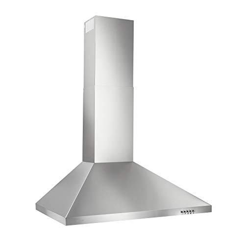 Broan-NuTone BW5030SSL Convertible, 3-Speed Modern European Design Wall-Mounted LED Lights Stainless Steel Chimney Range Hood, 30-Inch