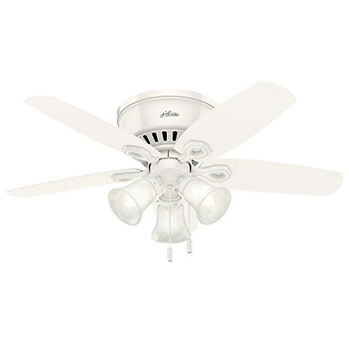 Hunter Fan Company 51090 Hunter Builder Indoor Low Profile Ceiling Fan with LED Light and Pull Chain Control, 42', White