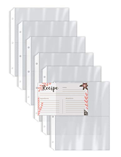 Recipe Card Page Protectors, 50 Count, 4 x 6 inch Pockets, 2 Pockets Per Page, by Better Kitchen Products, Recipe Book Pocket Page Refill Sheets, Side Margin Loading, for Half-Page Mini Binder Sheets,