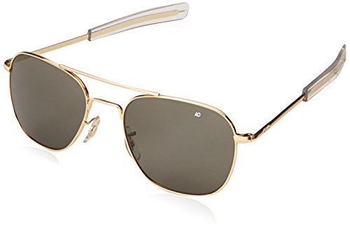 AO Eyewear Original Pilot 55mm Gold Frame with Bayonet Temples and True Color Grey Glass Lenses (OP55G.BA.TC)