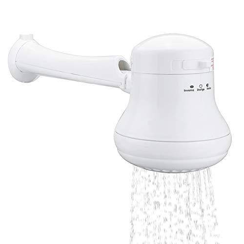 5400W Electric Shower Head Heater Instant Hot Water Heater Tankless Pool Cabin Bath with Wall Mounted Support/Tube Pipe Three Temperature (Shower Head + Pipe with Bracket)