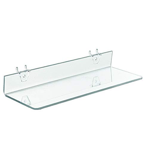 Azar Displays 556016 Clear Acrylic Shelf for Pegboard or Slatwall (4 Pack)