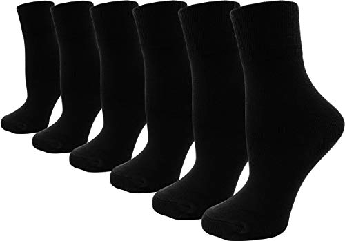 Bamboo Dress Socks for Women, 6 Pairs (Black, Sock Size 9-11 (Women Shoe Sizes 4-10))