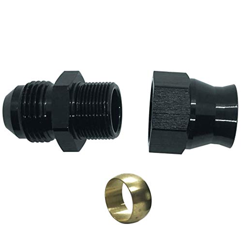 6AN Male to 5/16 Tubing Adapter Aluminum AN 6 Flare to 5/16 Hard Line Tube Fittings Black Anodized