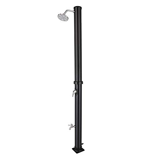 VINGLI 7.2Ft 5.5 Gallon Solar Heated Shower,2-Section with Shower Head and Foot Shower Tap，for Outdoor Backyard Poolside Beach Pool Spa Black