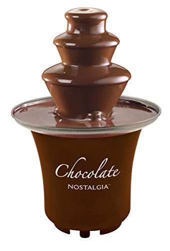 Nostalgia 8-Ounce Chocolate Fondue Fountain, Half-Pound Capacity, Easy to Assemble 3-Tiers, Perfect For Nacho Cheese, BBQ Sauce, Ranch, Liqueurs, Brown