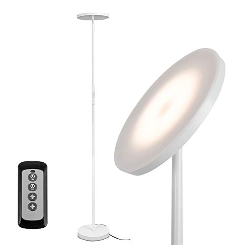 JOOFO Floor Lamp,30W/2400LM Sky LED Modern Torchiere 3 Color Temperatures Super Bright Floor Lamps-Tall Standing Pole Light with Remote & Touch Control for Living Room,Bed Room,Office (Pearl White)