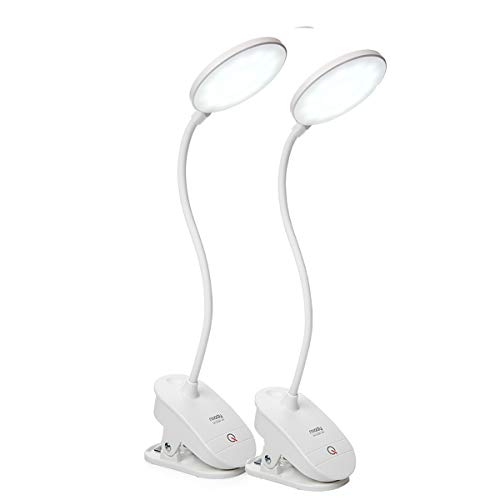 Miday Clip on Lamp,Battery Powered Reading Lamp,Clip on Light for Bed Clip on Battery Light with 3 Brightness Level,USB Rechargeable, Reading Lamp