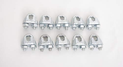 HIGOOD Wire Rope Clamp 1/8 inch 10 Pack Zinc Plated - Wire Rope Clip - Wire Cable Clamps