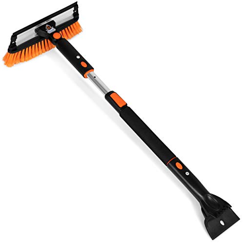 Snow MOOver 39' Extendable Snow Brush with Squeegee and Ice Scraper - Foam Grip - Auto Windshield Snowbrush - no Scratch Removal Tool - Car Truck SUV Winter Remover