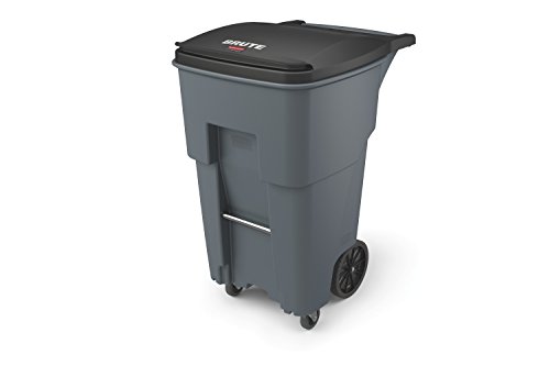 Rubbermaid Commercial 1971971 Brute Rollout Trash Can with Casters, 65 gal/246 L, 44.740' Height, 25.330' Width, Gray