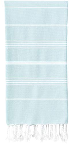 Wetcat Original Turkish Beach Towel (39 x 71) - Prewashed Peshtemal, 100% Cotton - Highly Absorbent, Quick Dry and Ultra-Soft - Washer-Safe, No Shrinkage - Stylish, Eco-Friendly - [Aqua]