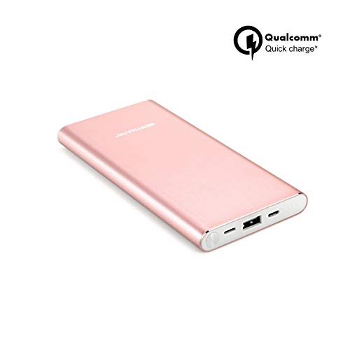10000mAh Quick Charge QC 3.0 Portable Charger Fast Charging Power Bank Slim Back Up Battery Pack Compatible For iPhone X XS MAX XR 8 7 6 6s Plus 5s & iPad Android Samsung Galaxy Cell Phone - Rose Gold