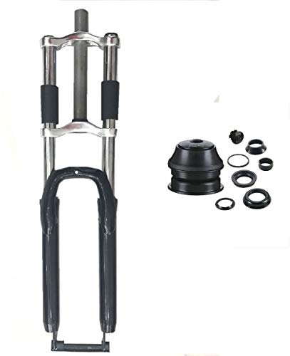 CDHPOWER Bike Suspension Fork 26' and 1 1/8' Headset Combo,Disc Brake,Black