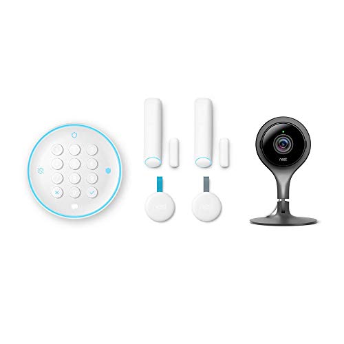 Nest 5 Piece Secure Alarm System and Indoor Cam Security Camera Surveillance Bundle