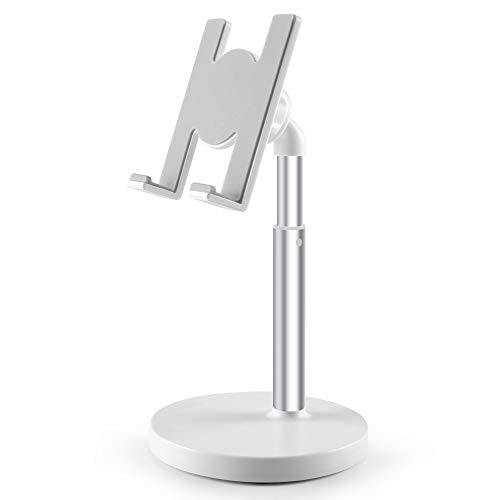 [2020 Upgraded] Cell Phone Stand, Height Angle Adjustable Phone Stand, Aenfor Thick Base Phone Holder Stand for Desk, Compatible with All Mobile Phones,iPhone, iPad and Tablets(7-10.5''), White