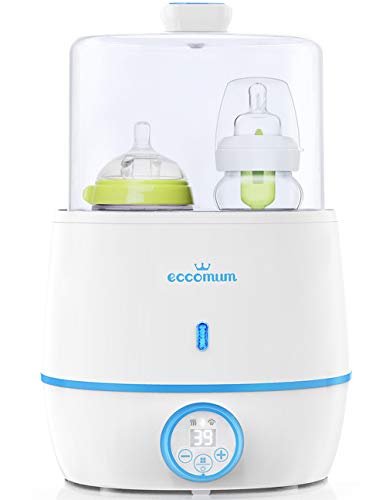 Baby Bottle Warmer & Bottle Sterilizer, Eccomum 6-in-1 Double Bottle Warmer for Breast Milk, Baby Food Heater with LCD Display Accurate Temperature Control, Constant Mode, Fit All Baby Bottles