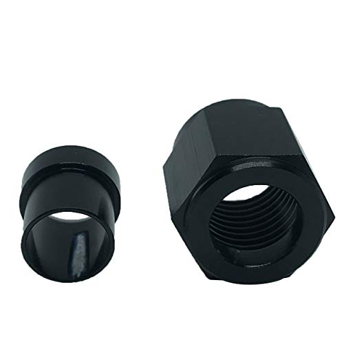 6AN Female Tube Nut and Sleeve Aluminum Hardline Fitting for 3/8 inch Tube Hose Line Adapters Black