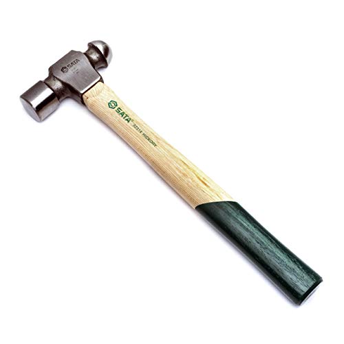 SATA Hickory Handle 2lb Ball Peen Hammer with Forged Steel Head and Green Nonslip Contoured Handle - ST92314SC