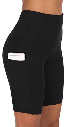 Custer's Night High Waist Out Pocket Yoga Pants Tummy Control Workout Running 4 Way Stretch Yoga Leggings Black S