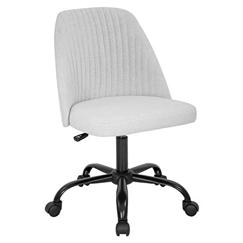 Home Office Chair Mid-Back Ergonomic Modern Upholstered Tufted Executive Accent Swivel Chair Adjustable Height Desk Chair (Grey)