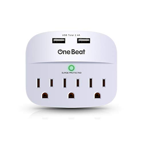 3-Outlet Surge Protector, Multi Plug Outlet Extender Power Strip with 2 USB Wall Charger(Smart 2.4A), 490 Joules, ETL UL Listed, Outlet Adapter for Home, School, Office