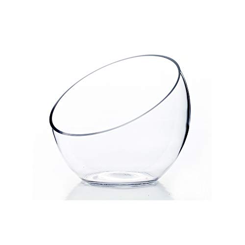 WGV Slant Cut Bowl Glass Vase, Width 7', Height 6', Clear Terrarium, Candy Dish, Fruit Jar, Floral Container for Wedding Party Event, Home Office Decor, 1 Piece