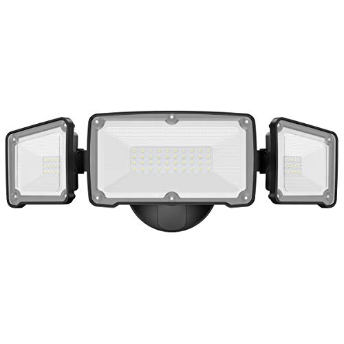 LEPOWER 3500LM LED Flood light Outdoor, Switch Controlled LED Security Light, 35W Super Bright Exterior Lights with 3 Adjustable Head, 5500K, Full Metal Design, IP65 Waterproof for Garage, Yard, Patio
