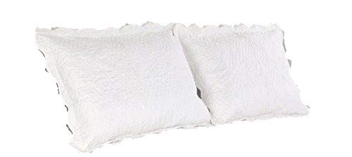 ALL FOR YOU 2-Piece Embroidered Quilted Pillow Shams-Standard Size (White)