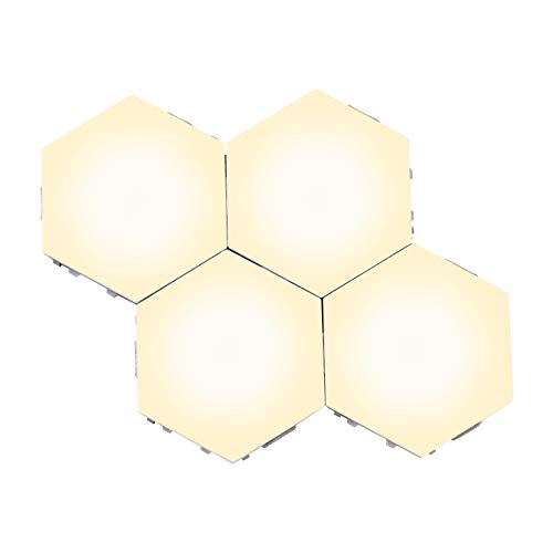 Wall Touch Lights,Hexagonal Wall Lamp Creative Model DIY Night Lights Start Switch Decoration Lamp for Kitchen Hallway Lover Gift (Warm, 4 Pieces)