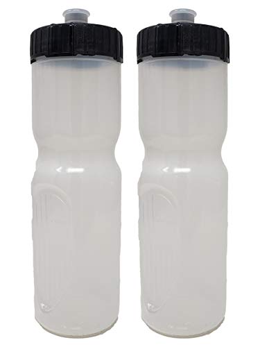 50 Strong Sports Squeeze Water Bottle 2 Pack – 22 oz. BPA Free Easy Open Push/Pull Cap – USA Made - Bottles Fit in Bike Cages - Great for Adults & Kids - Top Rack Dishwasher Safe (Clear - Flag Grip)