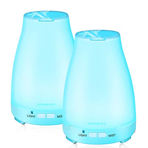 Essential Oil Diffuser 2 Pack Max 200 ML Ultrasonic Cool Mist Humidifiers BPA-Free Aromatherapy Diffuser with Waterless Auto Shut-Off Suitable for Office Home Bedroom Living Room