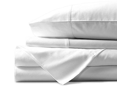 Mayfair Linen 100% Egyptian Cotton Sheets, White Full Sheets Set, 800 Thread Count Long Staple Cotton, Sateen Weave for Soft and Silky Feel, Fits Mattress Upto 18'' DEEP Pocket