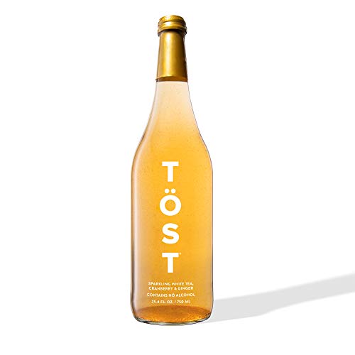 TÖST All-Natural Non-Alcoholic Sparkling Beverage with White tea, White cranberry, Ginger, 25.4 Fl Oz (Pack of 3)