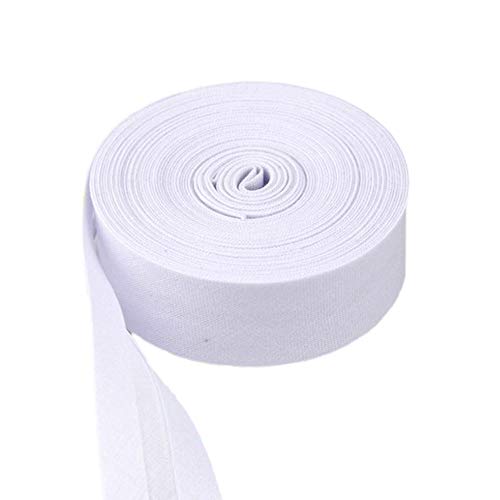 Mangocore 100% Cotton Bias bindnig tape,size: 25mm, width:1',2.5cm,30yds various color,DIY garment accessories wholesales (White)