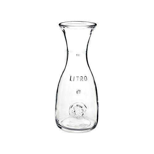 Bormioli Rocco Misura PZ Wine Carafe – Wide Mouth Clear Glass Carafe Pitcher For Water, Juice, Milk, Coffee, Iced Tea – Elegant Bistro Style Carafe Decanter With Authenticity Stamp – Made In Italy