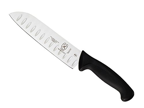 Mercer Culinary M22707 Millennia 7-Inch Granton Edge Santoku Knife, Black